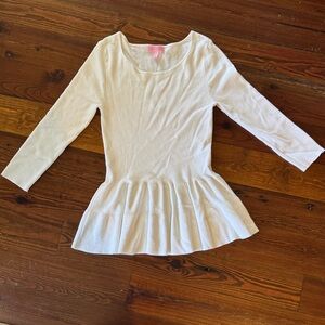 Lilly Pulitzer White Peplum Knit Top - Girls